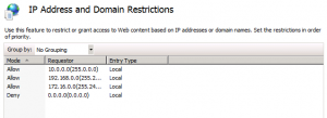 IP Restrictions in IIS 7.x