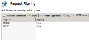 IIS 7.x Request Filtering Deny Verbs